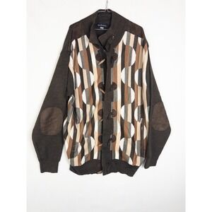 VTG SilverSilk Sweater Mens 3XL Brown 3D Elbow Patch Cardigan Grandpa